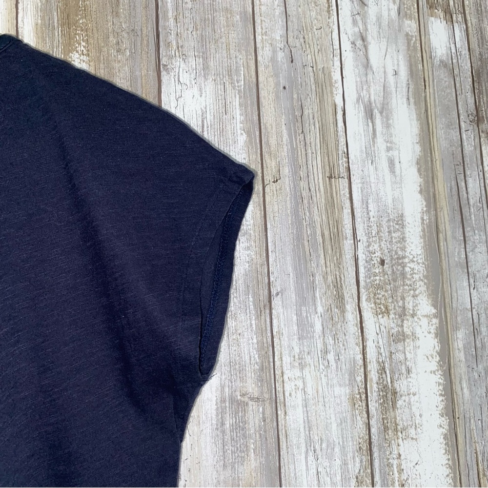 Lucky Brand Navy Embroidered Button Back Blouse - Picture 4 of 5